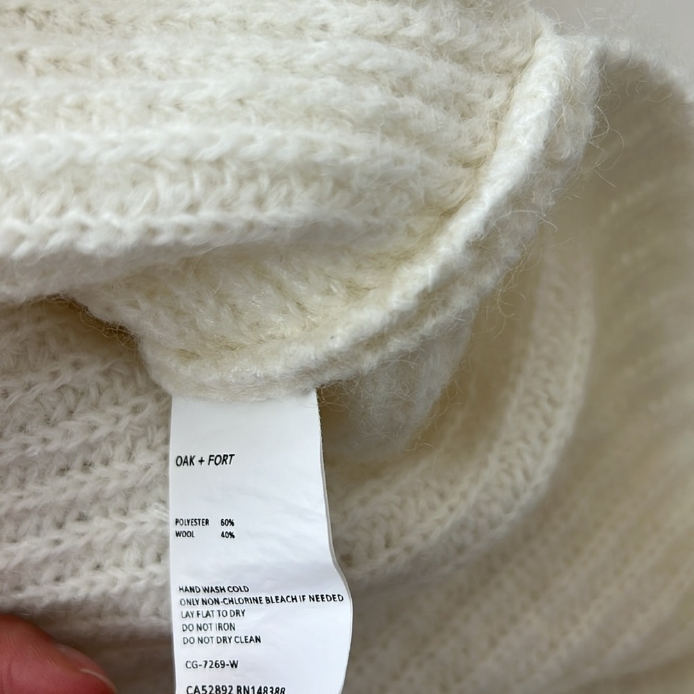 OAK + FORT Cream Knit Boxy Wool Button Down Crop Cardigan Sweater Small - Picture 6 of 6